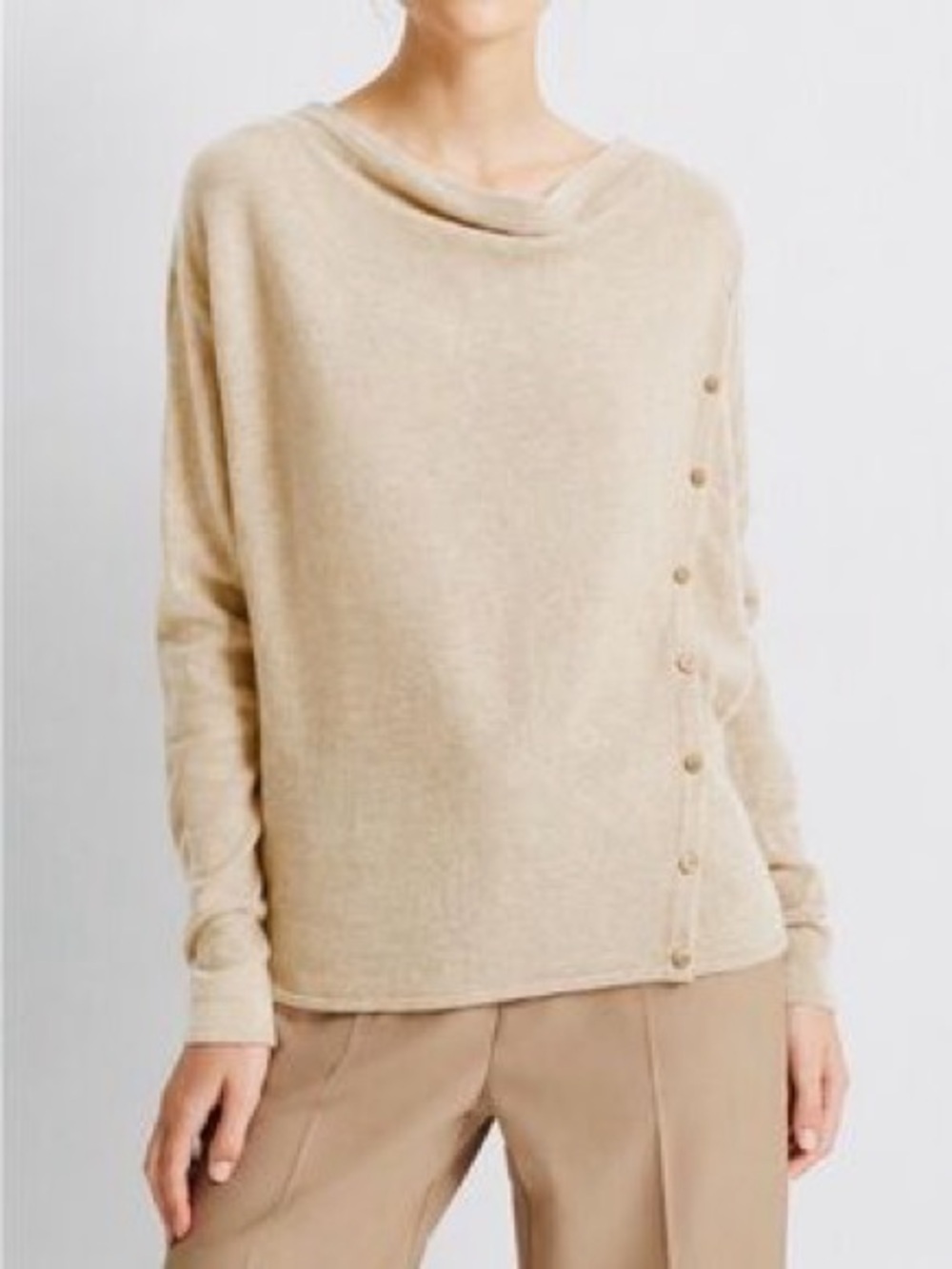 Club Monaco Soft Button-Trim Cashmere Crewneck Sweater